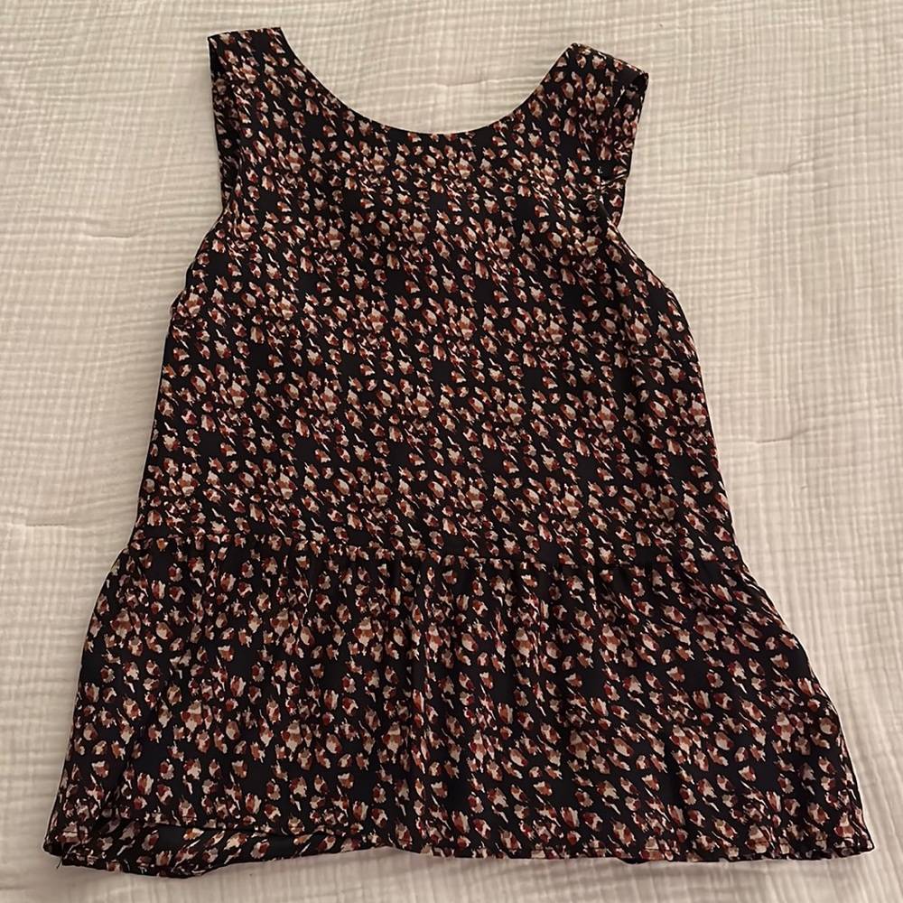 Zara silk peplum top. Size small. Navy, red, white